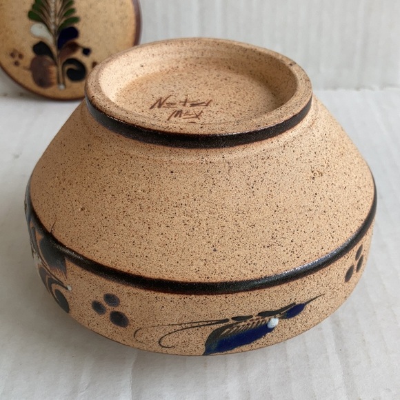 Netz Pottery Mexico Tonala fern leaf covered trinket dish bowl - Picture 10 of 15